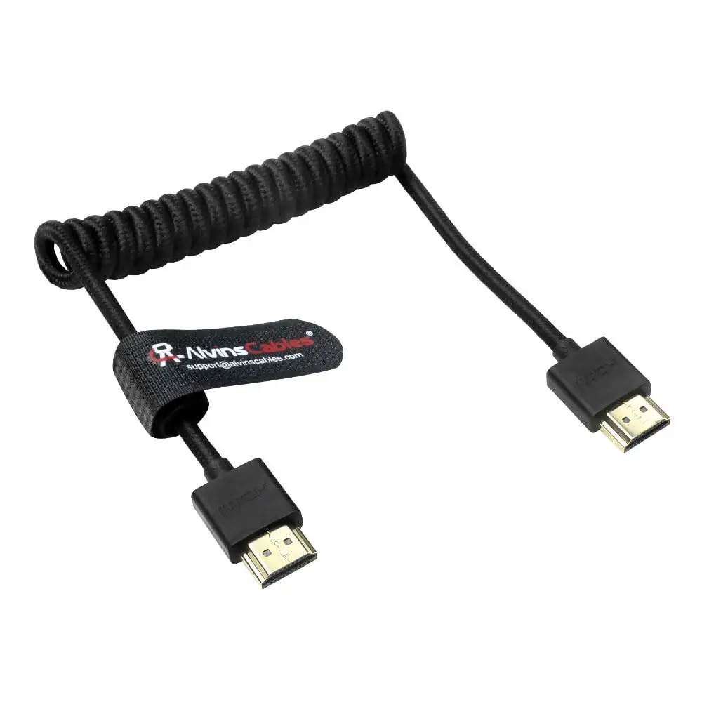 Alvin's Cables 8K HDMI 2.1 Coiled Cable 2ft, 8K@60Hz High-Speed HDMI Cable with Braided & 24K Gold Plated Connectors for Gaming,