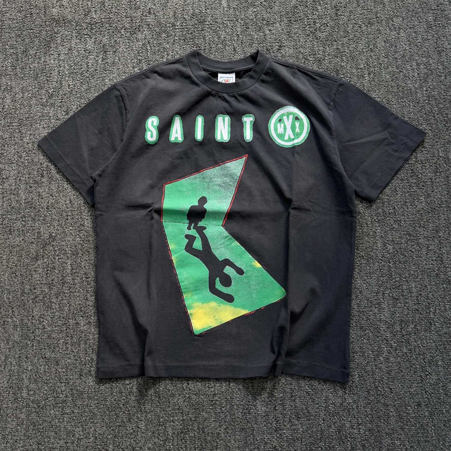 

Saint of Michael Vintage American Streetwear Portrait Print Loose Fit ort Sve T-irt Waed Cotton round Ne Top