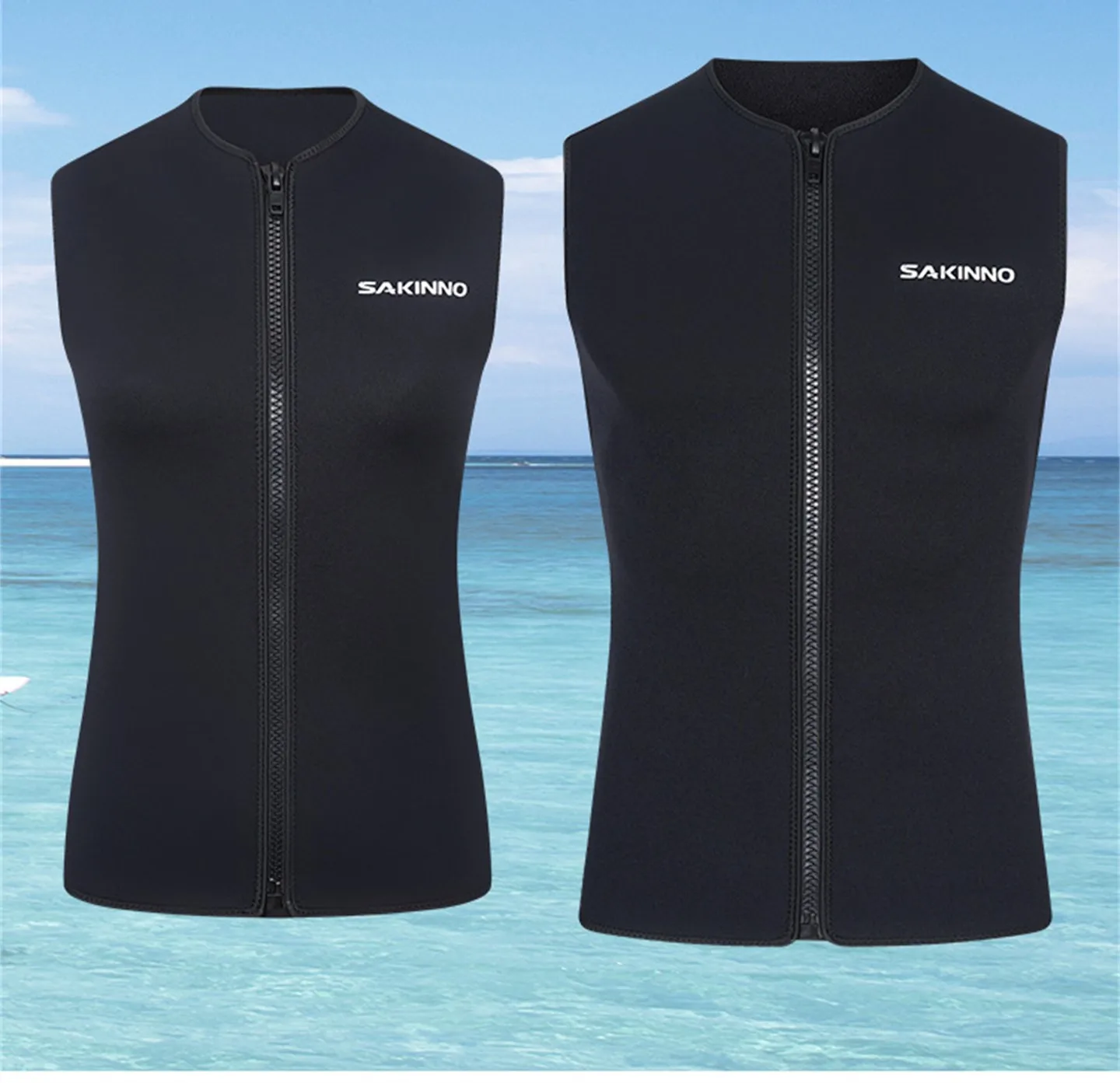 Summer Men And Women\'s 3MM Neoprene Diving Vest Black Sleeveless Jacket Wetsuit Swimming Snorkeling Drifting Surfing Waistcoat