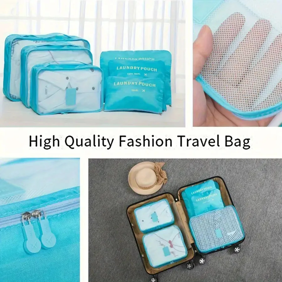 6 sacchetti portaoggetti per organizer da viaggio, valigie da viaggio portatili, borsa da viaggio per donna, organizer per bagagli, vestiti, scarpe