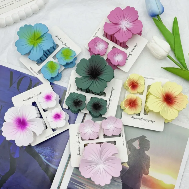 

Hot-selling matte cabbage flower rolls heart flower hair claws advanced sense back head shark clip hair accessories