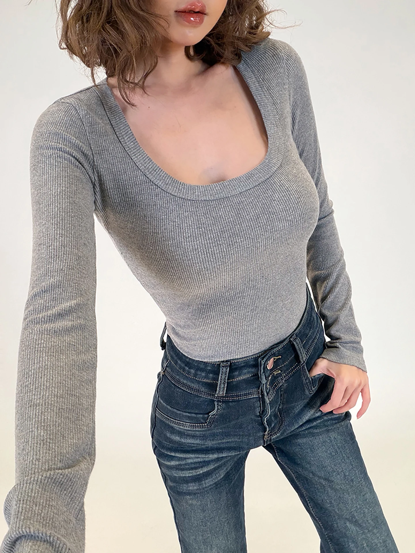 

Meysikim Original Women's Base Shirt Fleece Brushed Tight Fit T-Shirt Inner Wear Outer Wear High End Feel Cotton Spandex