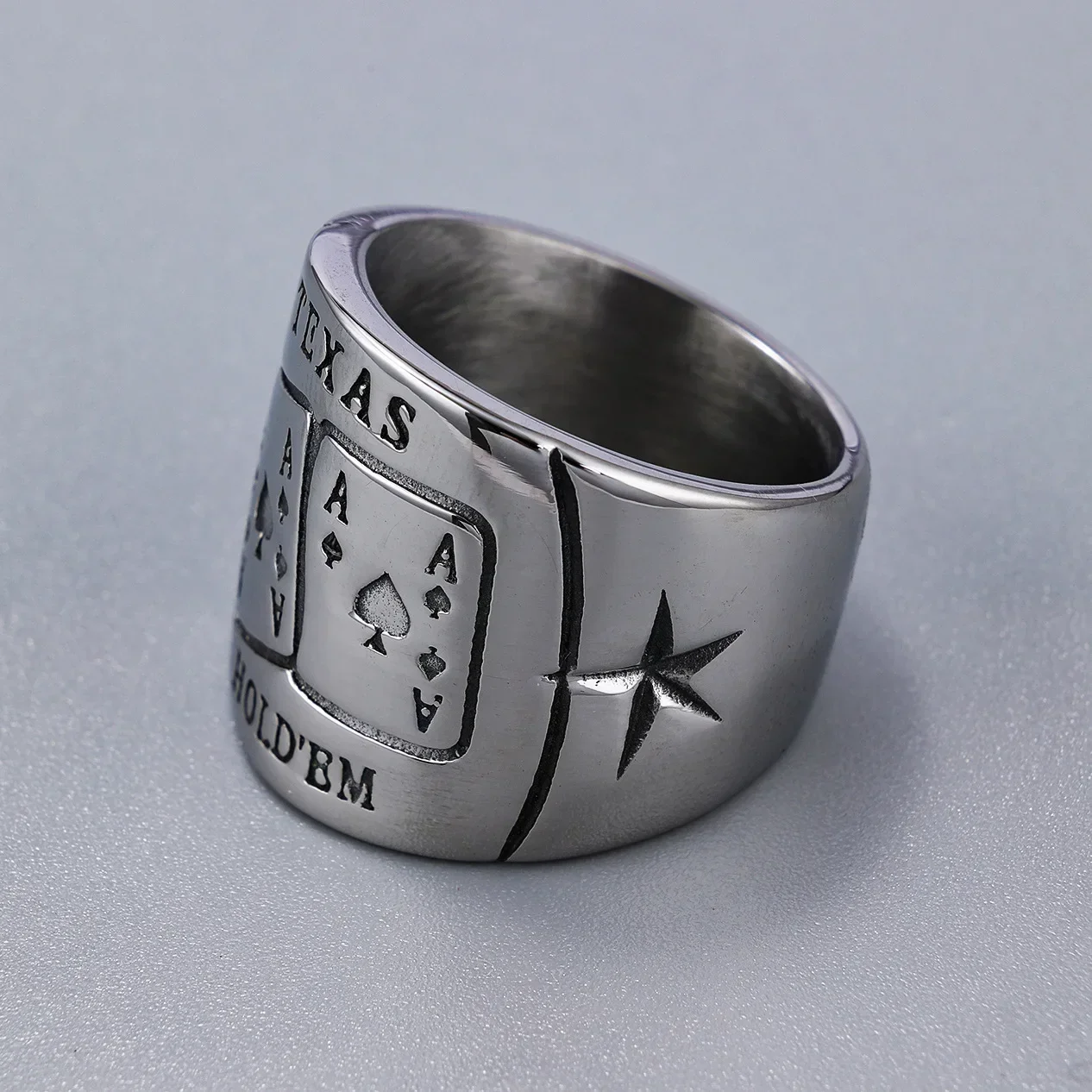 

Vintage Personalized Playing Card Advanced Design Niche Design Exquisite Man Rings Size 7-15