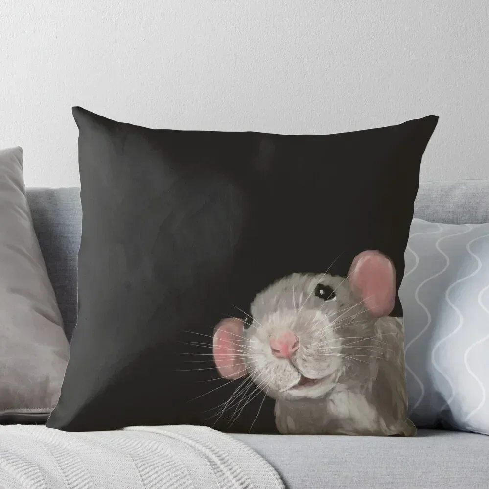 

The Peeking Rat (Grey/ Black) Throw Pillow luxury decor sleeping pillows Christmas Throw Pillows Covers pillow