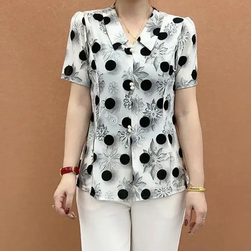 

New Summer Fashionable and Stylish Loose Casual Middle-aged and Elderly Mother's Temperament Short Sleeve Top