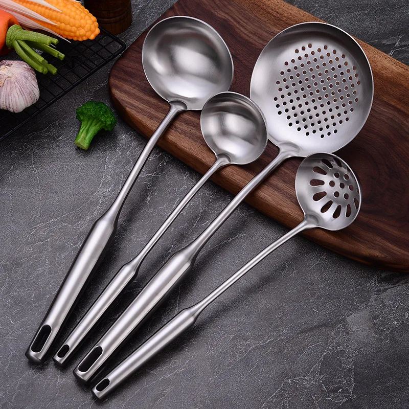 9-Piece Stainless Steel Kitchen Utensils Set, Heat-Resistant Cooking Tools Kitchenware - Turner Soup Spoon Pasta Server Strainer