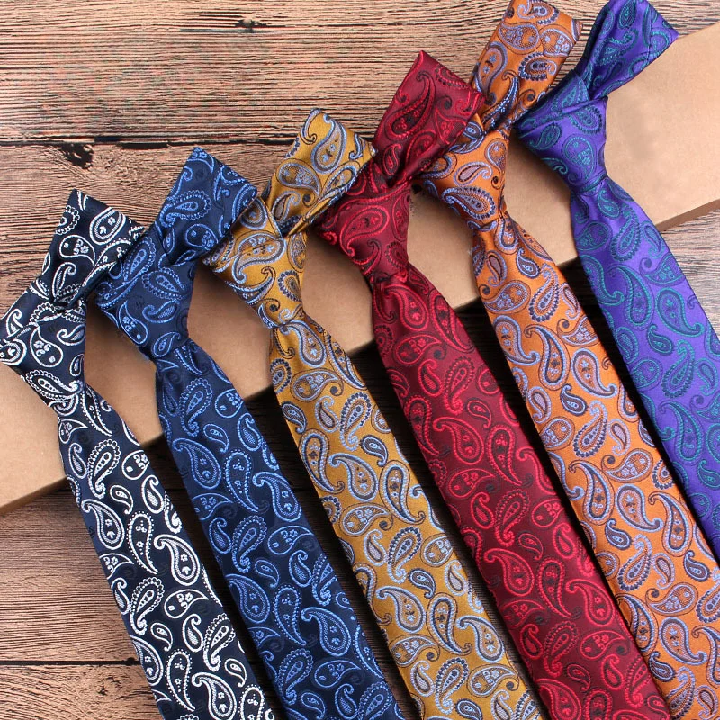 

7cm Cashew Pattern Men's Tie Jacquard Self-Tied Groom Gentleman Dinner Polyester Silk Paisley Neckties