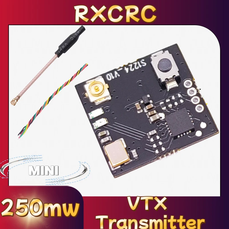 RXCRC 5.8G Mini Transmitter 48CH 250mW Video VTX Module with SmartAudio OSD for Fixed-Wing Unmanned Aerial Vehicles