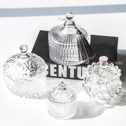 Crystal Glass Candy Cup Creative Living Room Candy Jar Dried Fruit Plate Sugar Bowl Fruit Bowl with Lid Fruit Cup Jewelry Box