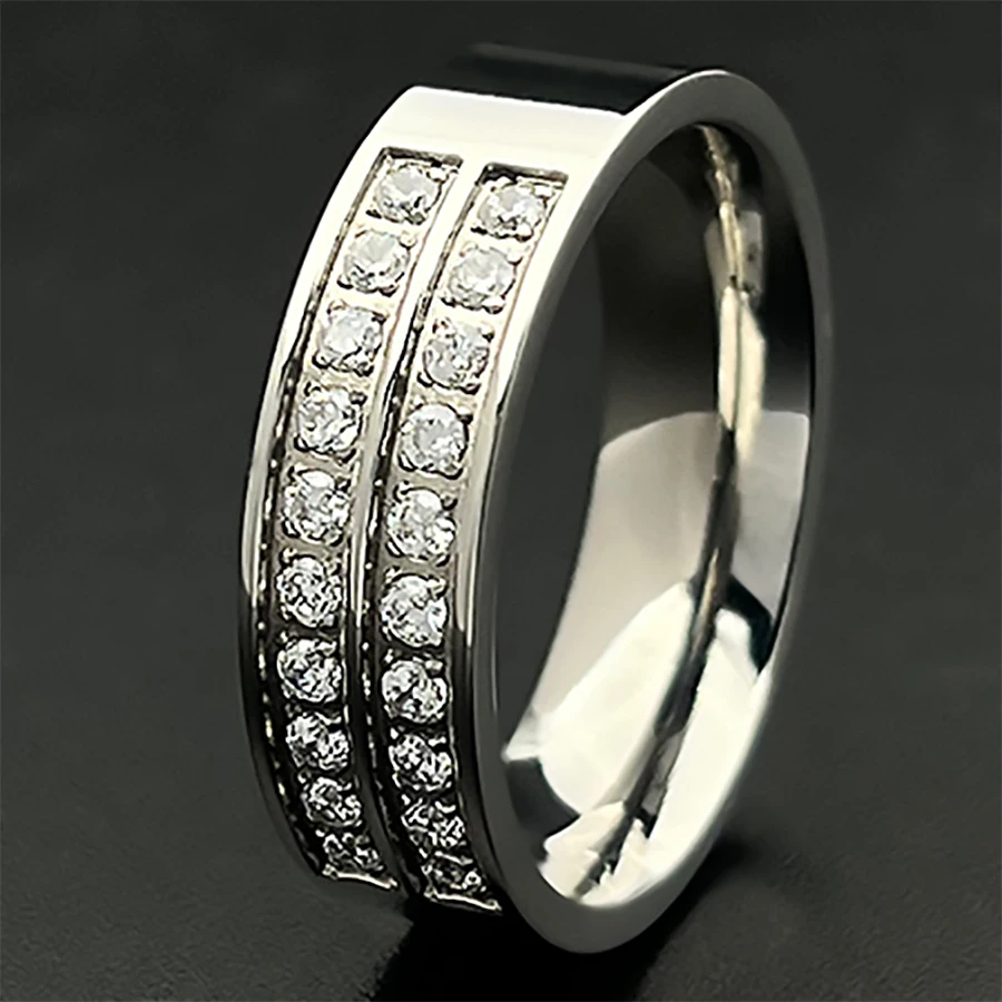 Romantic Vows Sincere Commitment Engagement Rings Wonderful White Dig Fashion Rings Modern Women Gifts Double Row Diamonds