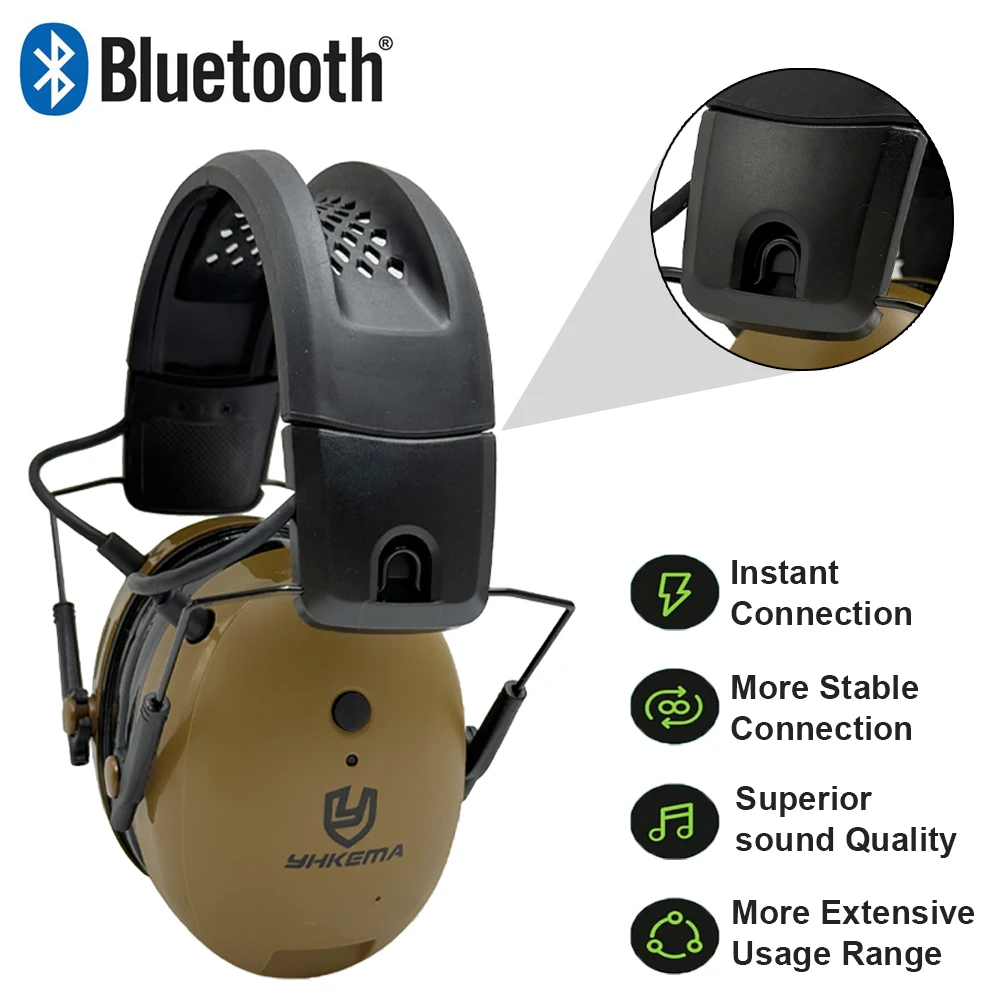 YHKEMA سماعات بلوتوث الإلكترونية إلغاء الضوضاء حماية السمع سماعة التكتيكية هلام الأذن واقية للأذنين #1