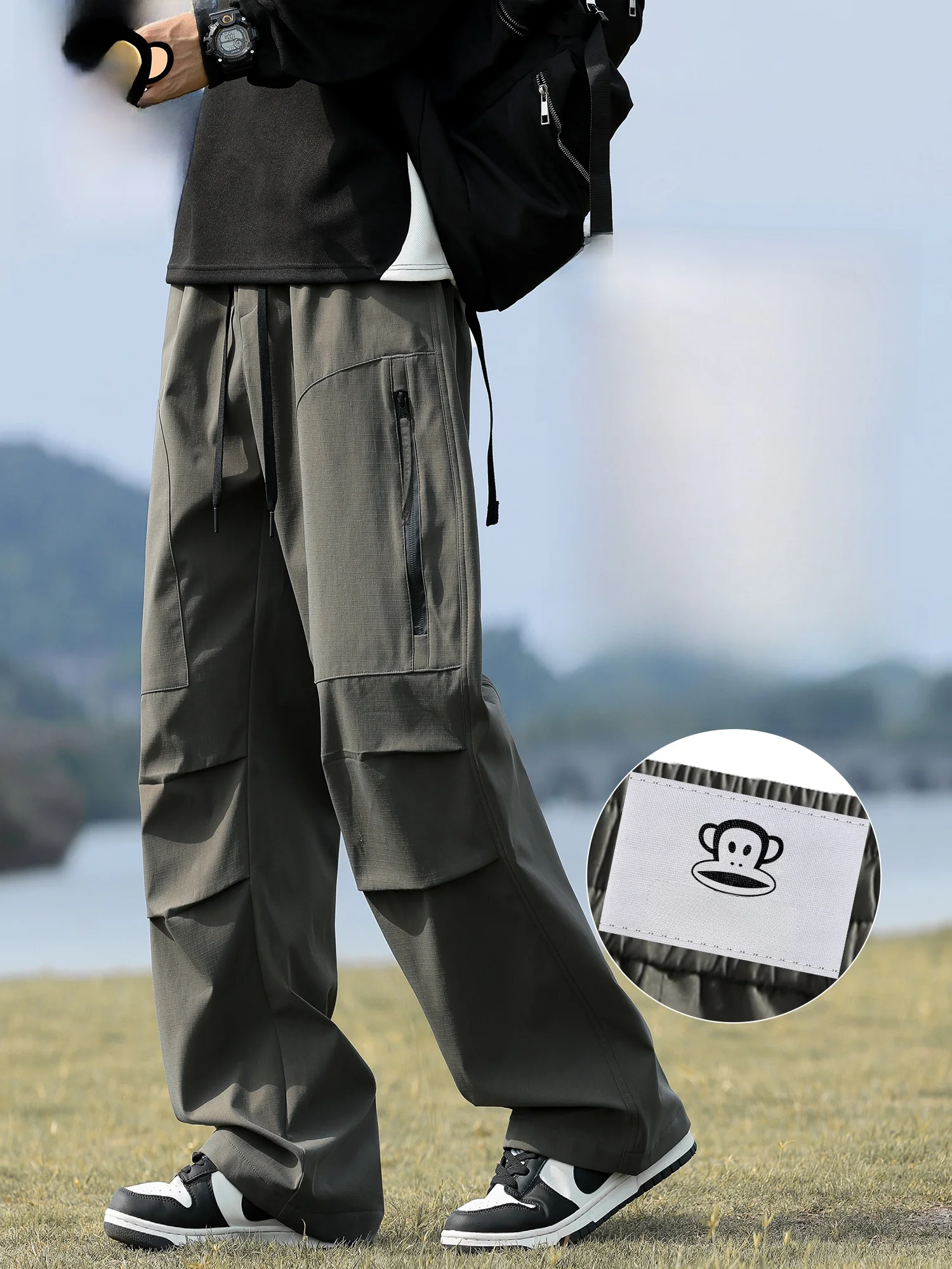 

Повседневные рабочие брюки PaulFrank, мужские свободные прямые функциональные брюки для активного отдыха, длинные брюки на весну, модные.