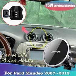 Phone Holder for Ford Mondeo Mk4 2007~2013 Magnetic Air Vent Clip Stand Support Wireless Fast Charging Tray Accessories iPhone