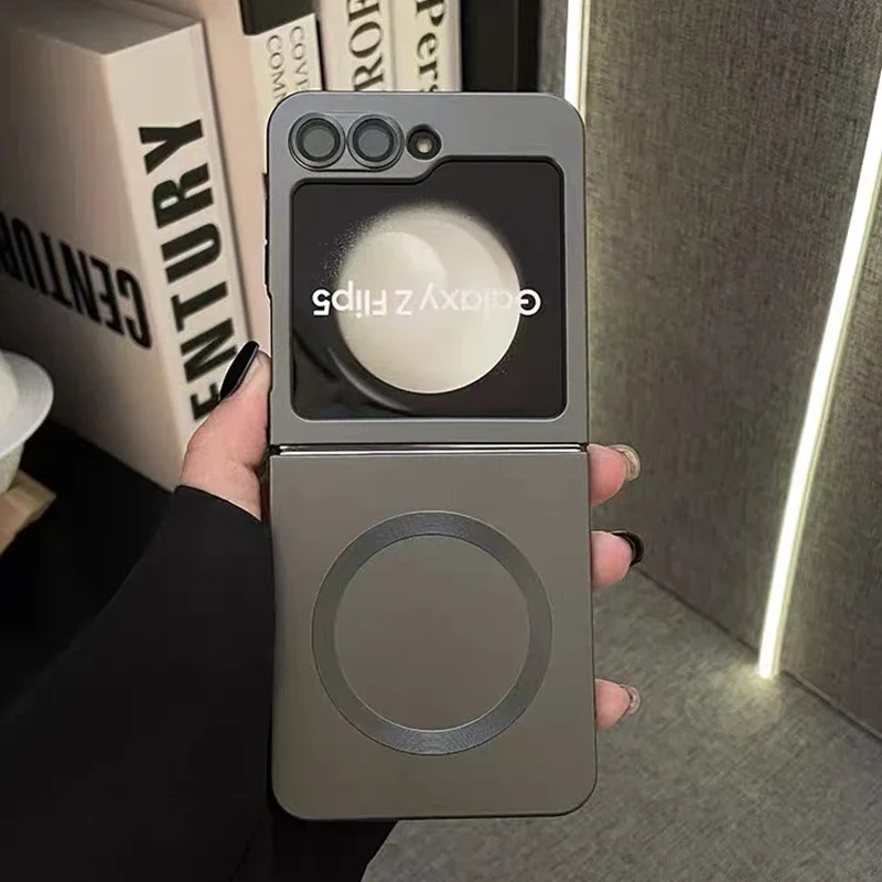 Luxury Matte Ultra Slim Case for Samsung Galaxy Z Flip 6 5 4 3 flip6 ZFlip Magnetic Wireless Charging Soft Shockproof Cover