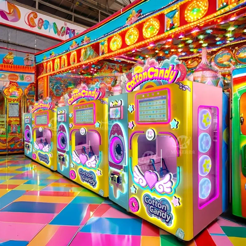 Wholesale Kids Attraction Amusement Metal Vending Machine Straw Sugar Making for Shopping Mall Cotton Candy Machine