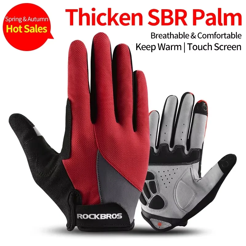 ROCKBROS Winddichte Fahrradhandschuhe Fahrrad Touchscreen Reiten MTB Fahrradhandschuh Thermal Warm Motorrad Winter Herbst Fahrradbekleidung