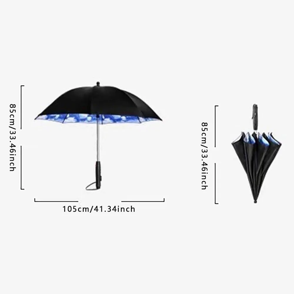 Uv Blocking Umbrella with Fan and Mist Spray, 2024 Upgrade 3 in 1 Umbrella with Fan and Mister, USB Rechargeable Sun Umbrella