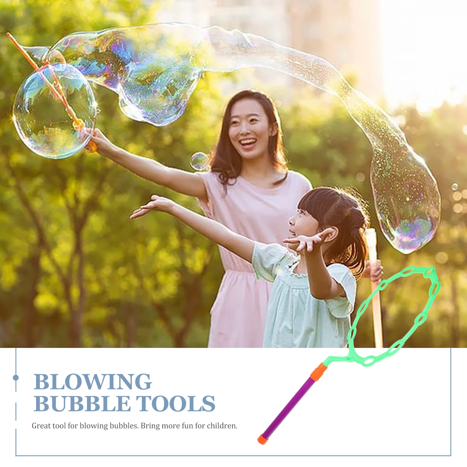 Anello grande piccolo creatore di bolle con manico staccabile che soffia strumenti per bolle per bambini Giochi all'aperto Divertimento primaverile estivo
