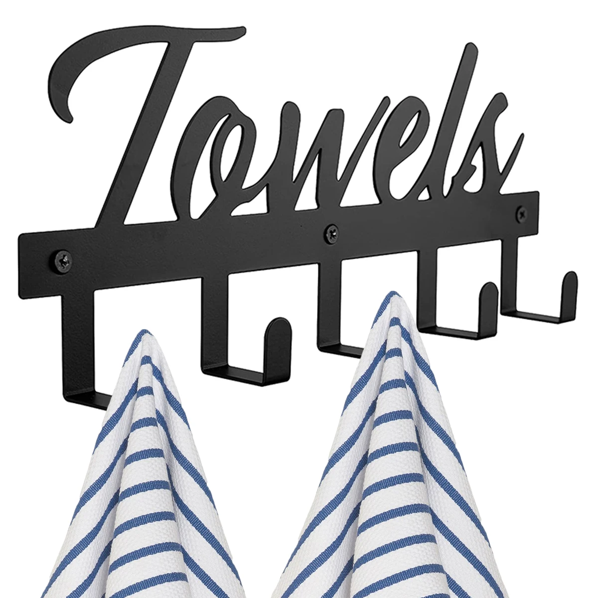 Wall-Mounted Towel Rack Movable Holder With 5 Hooks Waterproof Towel Shelf Organizer Shower Hanger Rail Bathroom Accessories