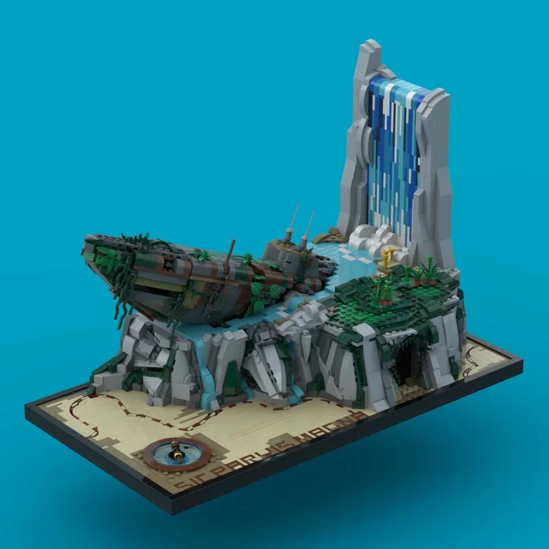 ชุดตัวต่อ MOC Uncharted Drake's Fortune Waterfall Cliff U-Boat แบบประกอบเอง ของเล่นเด็ก ของขวัญ