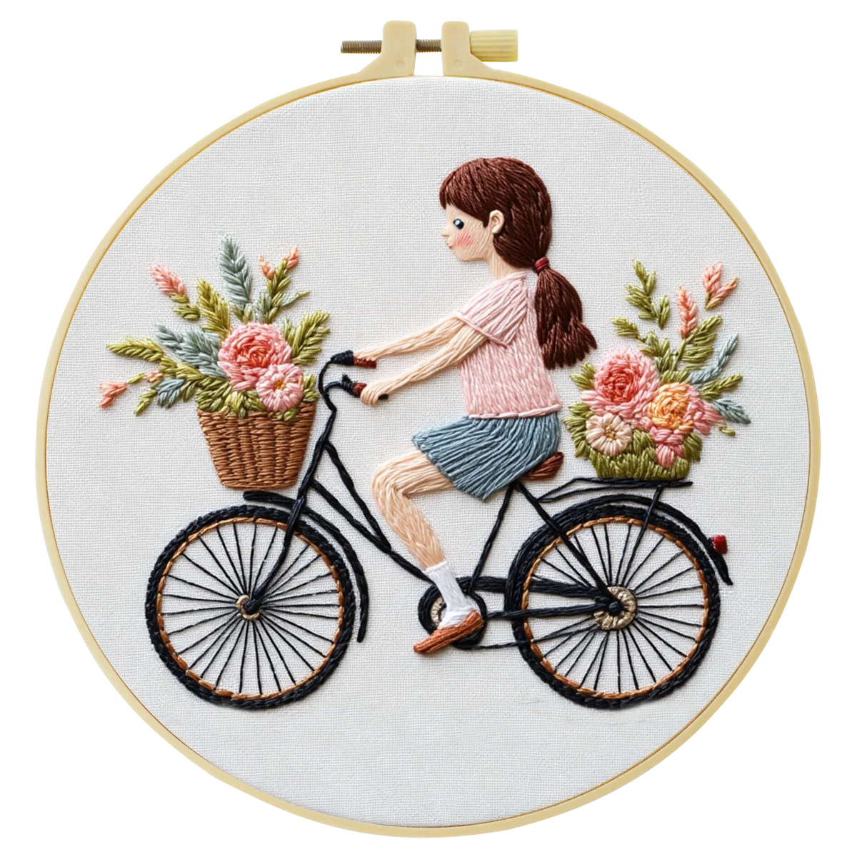 1 Stück 20X20CM/15X15CM 7,87/6,3 Zoll Stickerei-Starter-Kit DIY-Set Heimdekoration, Fahrrad, Stickerei-Set – Detail 5