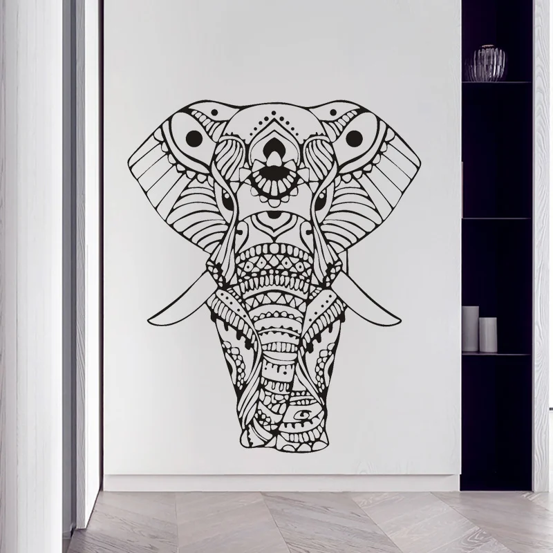 Mandala joga Ornament indyjski budda bóg słoń naklejki ścienne winylowa dekoracja do domu salon naklejki do sypialni zmywalny Mural M613 — zdjęcie 3