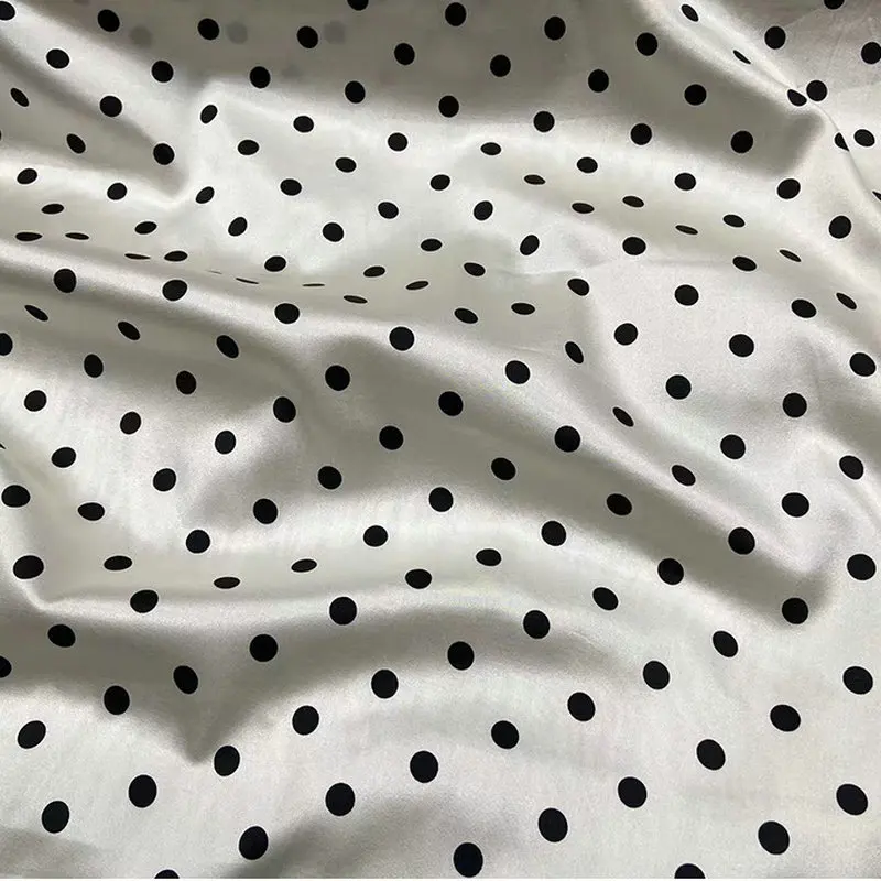 Polka Dot Printing Elastic Silk Satin Fabric