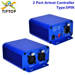 TIPTOP 5 Pin 2 Port DMX Artnet Stage Light Controller 5PIN Xlr  Socket 2 Way DMX Signal Exchange Tool Internet Plug IP Setting