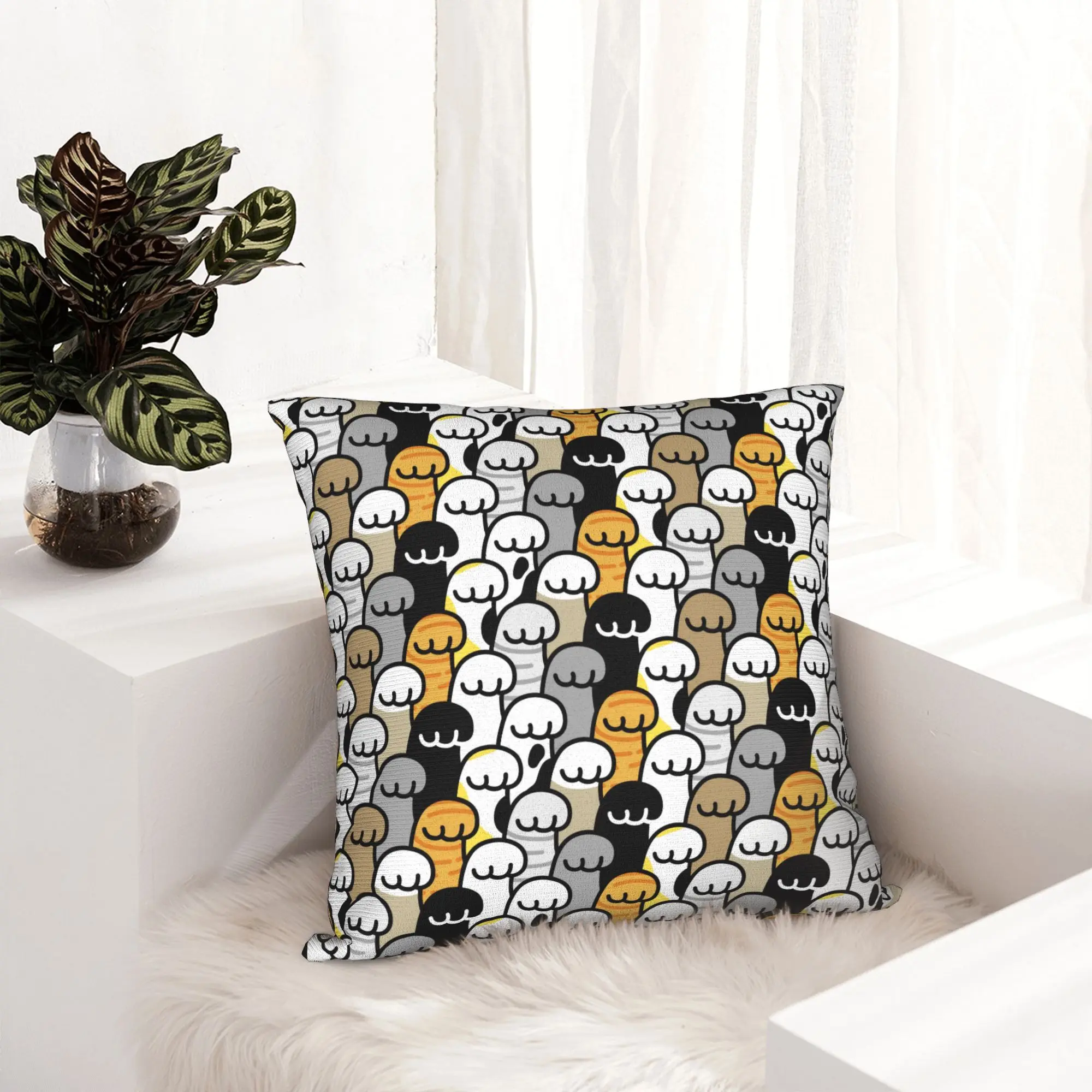 Cat Paw Pillowcase Printed Polyester Cushion Cover Decoration Fruit Throw Pillow Case Cover Home Zippered 40*40cm