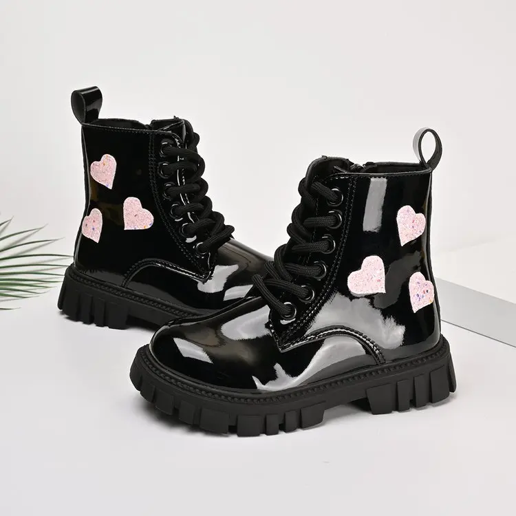 Girls Leather Boots Double Zipper Kids Princess Boots Round Toes 2026 Winter Children Ankle Boots Soft Sole Non-slip Trendy
