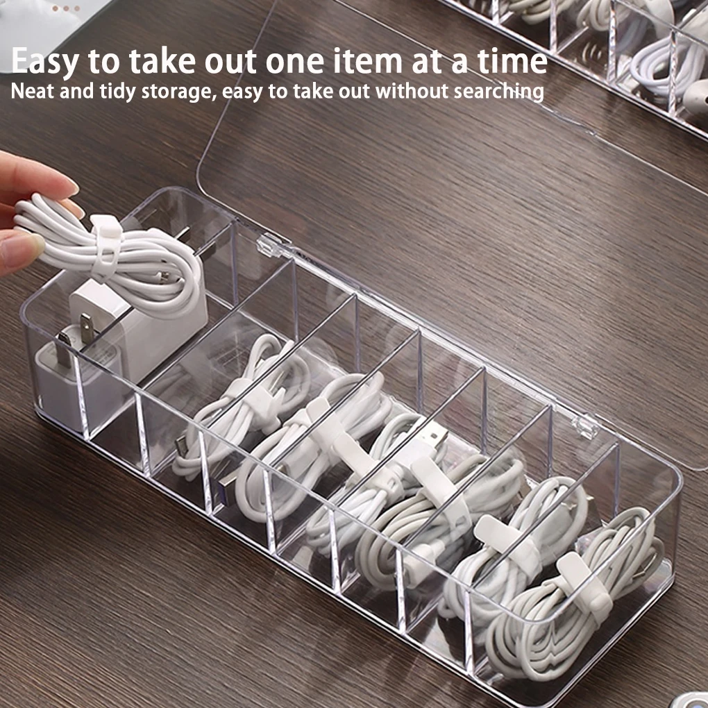 

Прозрачный ящик для хранения кабеля, пластиковый контейнер для хранения линии передачи данных, пыленепроницаемая гарнитура, органайзер для линии зарядки данных