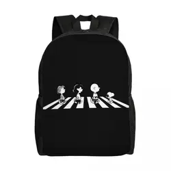 Custom Rock Tees Group Walk Snoopy Backpack for Women Men College School Students Bookbag Fits 15 Inch Laptop Dog Bags