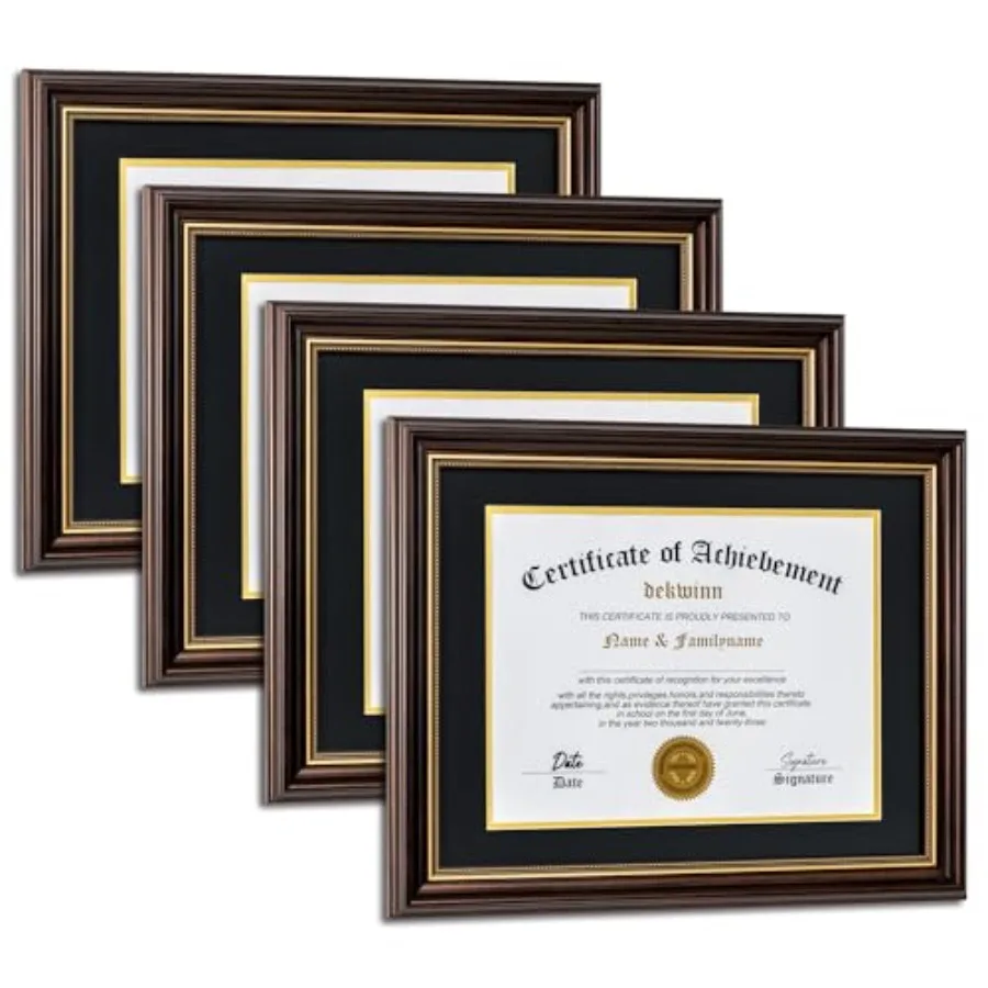 

Diploma Frames with Mat or without MatSet of 4 Reddish Brown/Gold Trim Certificate Document Picture Frame Real Glass Black/Gold