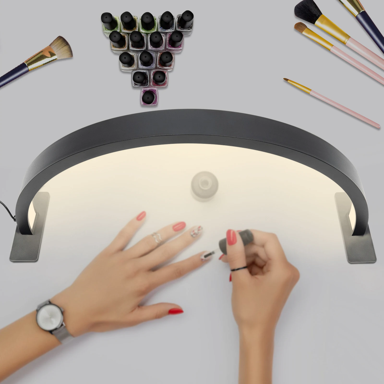 Half Moon Desk Lamp for Nail Art Light with Adjust Brightness 3000K‑6000K LED Half Moon Light