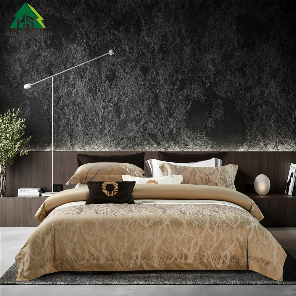 The Pattern Of Deer Antlers Bedding Sets Yarn Dyed Jacquard 1000TC Soft Double Bed Linens Cotton Duvet Cover Pillowcase Sheets