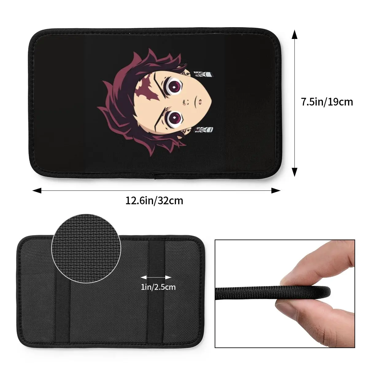 Four Seasons Car Arm Rest Cover Mat Demon Slayer Anime Non-slip Center Handle Box Pad Cushion Cartoon Car Accessories