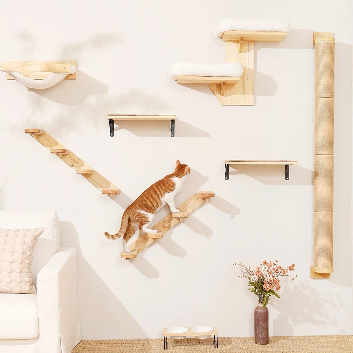 ערסל קיר לטיפוס חתולים, ריהוט ומיטות לחיות מחמד, מדף, עמוד גירוד, צעצועים לחתולים, עץ חתולים, מגדל, מקום מנוחה לחתלתולים, אביזרים לחתולים