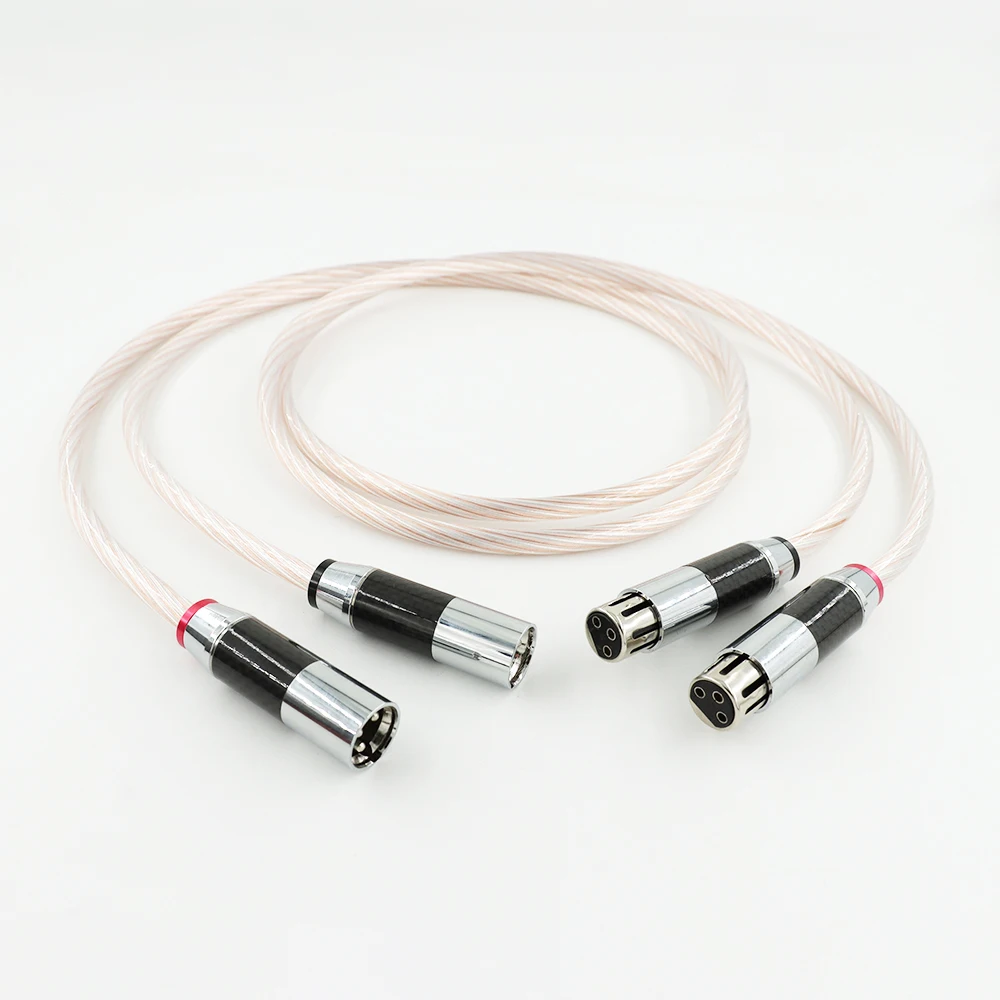 One Pair Hifi XLR Cable Pure 7N OCC and Silver-Plated mixed Audio Cable With Top Grade Carbon Fiber XLR Plug