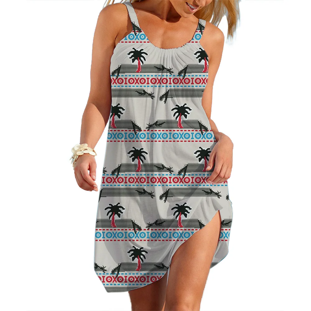 فستان نسائي منزلق بالزهور ، فساتين فضفاضة ، تنورة بلا أكمام ، ملابس شارع غير رسمية ، ملابس رائجة للسيدات ، تخفيضات صيفية ، 7 ألوان