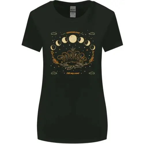 Moonbeams Moon Phases Celestial Pagan Womens Wider Cut T-Shirt