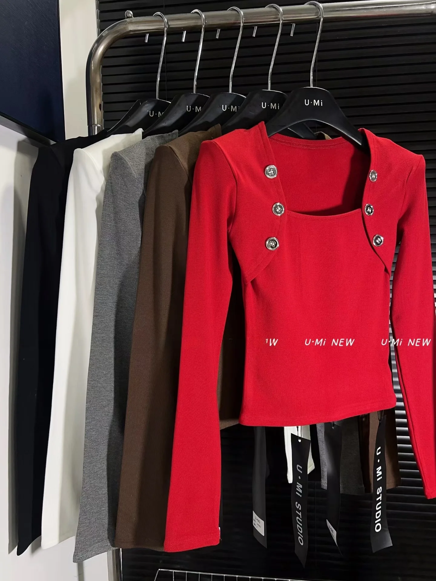 

Slim Fit Long Sve Button up Base irt Women's Winter New Sle Design Sense Waist Cinch Brued Square Collar ort Tight...