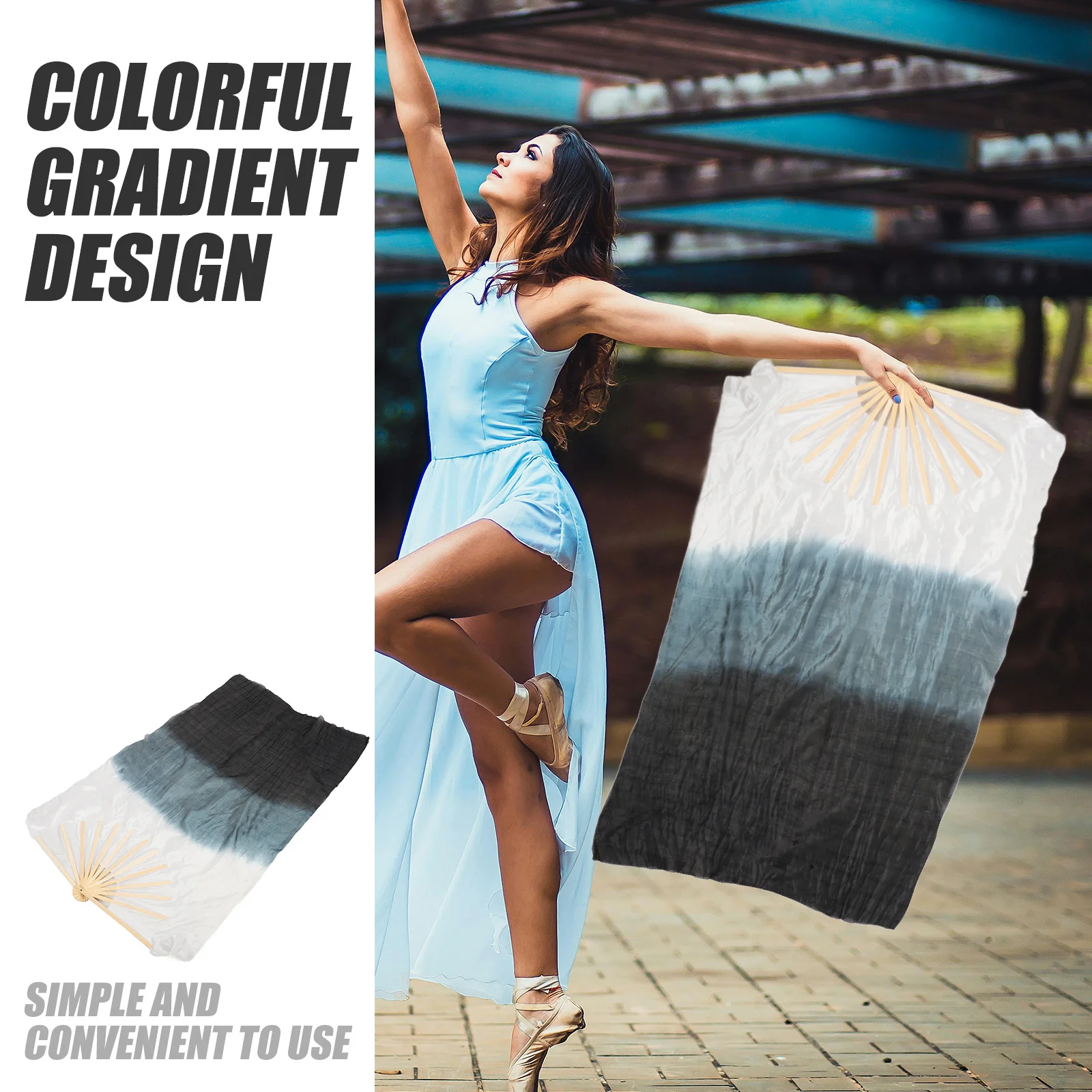 

1 Pair Long Folding Belly Dancing Fan Chinese Handmade Bamboo Veil For Women Dance Performance Portable Stage Prop Fans