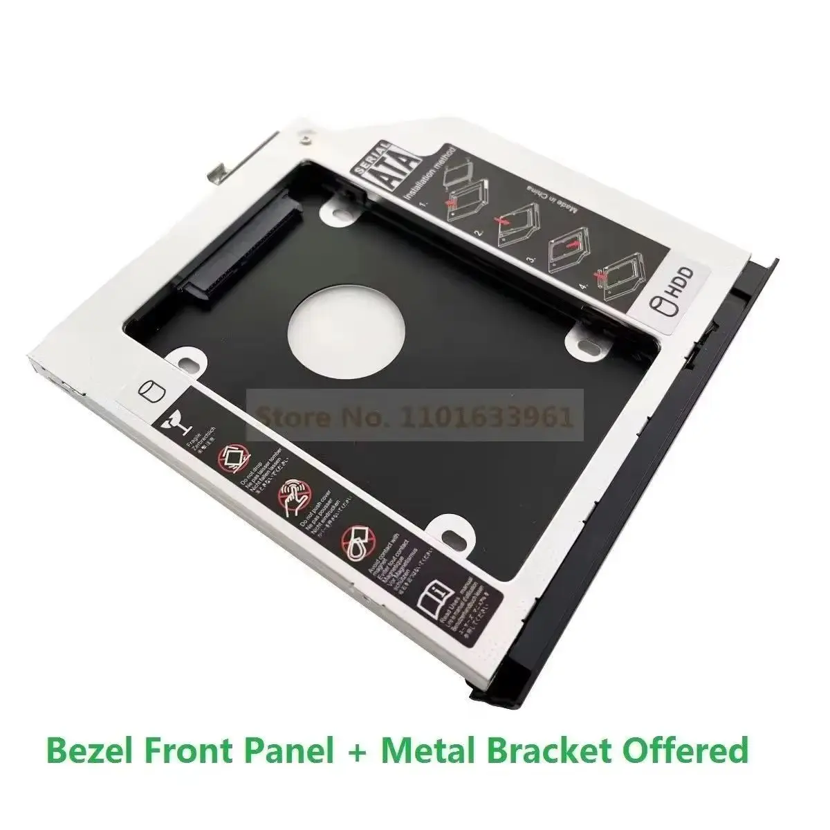 With Matched Panel Bezel 9.5mm 2nd Secondary 2.5 Hard Drive HDD SSD Optical Bay Caddy Frame Bracket for HP EliteBook 2560p 2570p