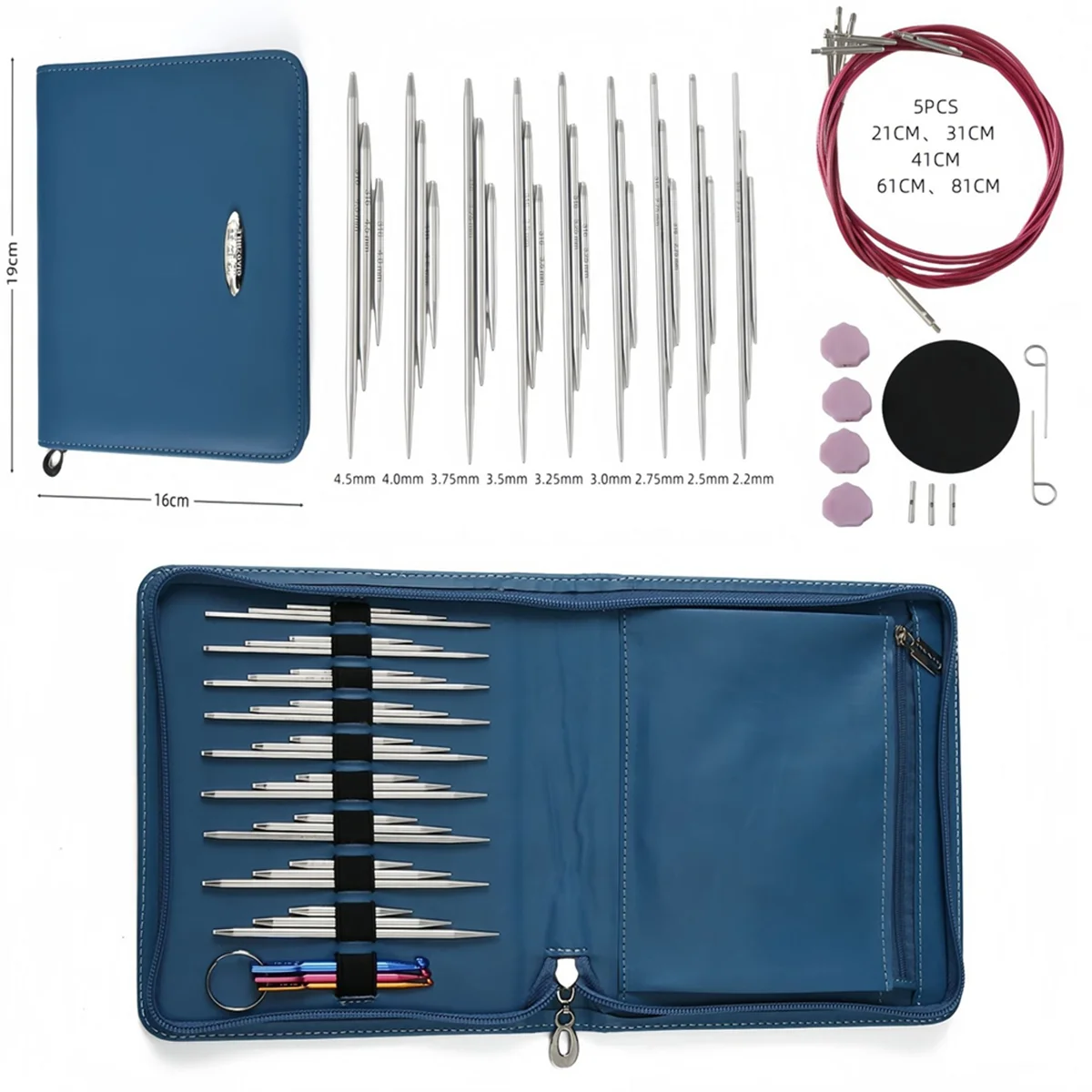 AA98 Stainless Interchangeable Knitting Needle for Crafting Multifunctional Knitting Needle Tool Set for DIY Sweater Project