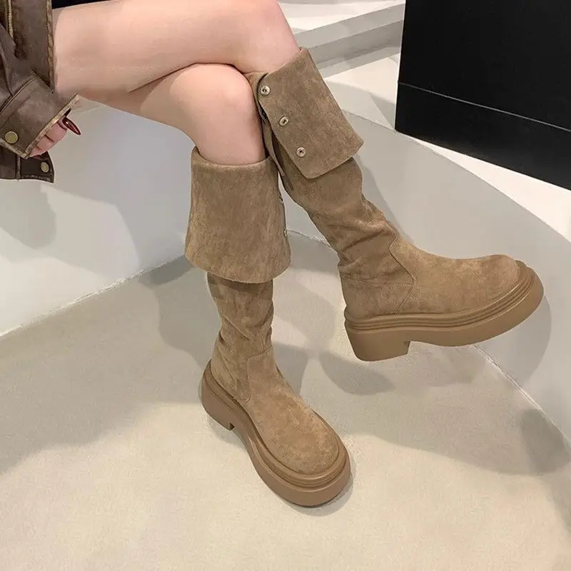 

Two-Way Fold Thick-Soled Long Boots for WomenNew Autumn and Winter Thick Heel Over-the-Knee Riding Boots Spring and Autumn Style
