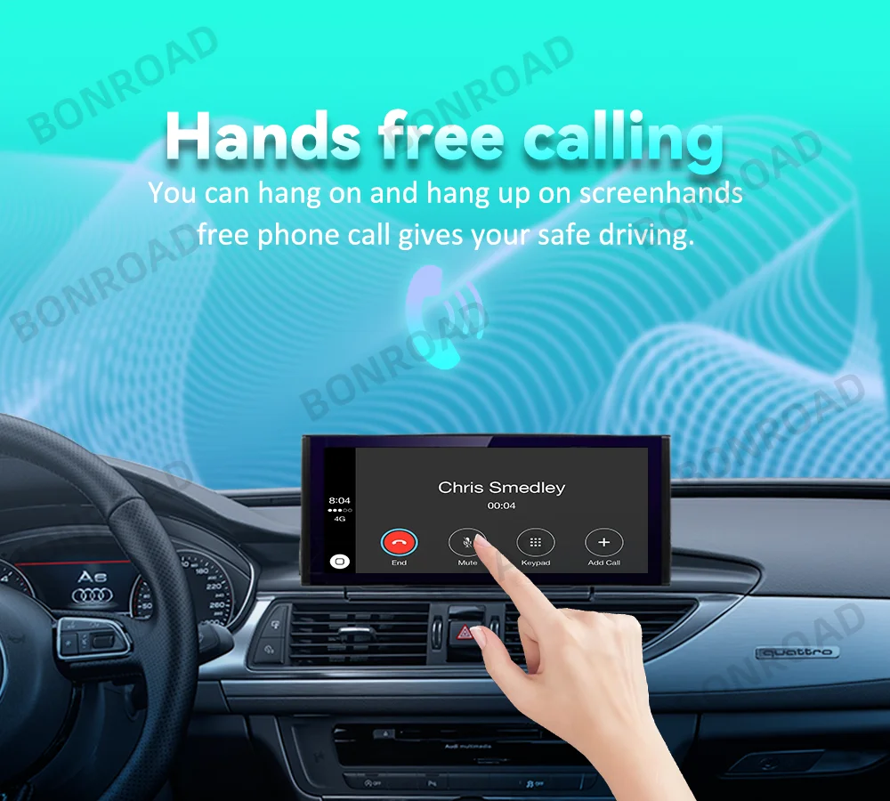 Bonroad 12,3'' Autoradio-Player Multimedia-Bildschirm für Audi A6 C7 A7 2012-2018 Wireless CarPlay Android Auto Airplay AutoLink GPS – Detail 6