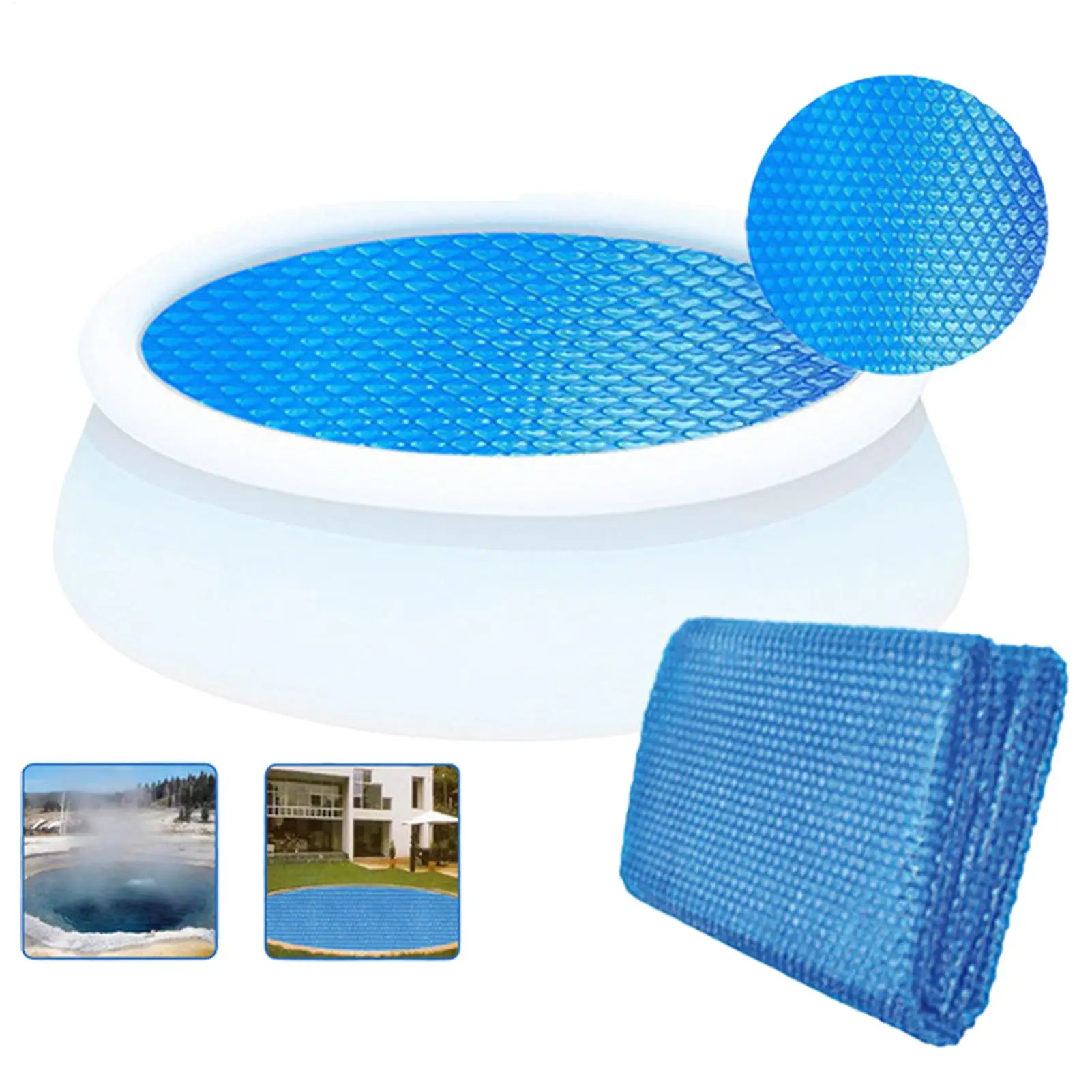 180cm/240cm/300cm Pool Cover Round Tub Bubble Blocking Outdoor Pool Cover for Deck Home Backyard Garden Spa Camping Tub Patio
