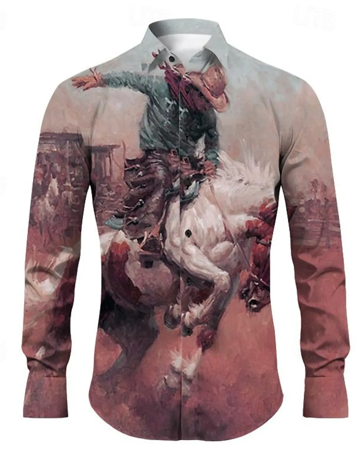 Cowboy Men\'s Vintage Tribal Western Shirt Outdoor Street Casual Daily Fall & Winter Turndown Long Sleeve Blue Purple Brown Shirt