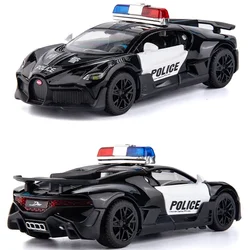 1/32 Scale Bugatti DIVO Police Car Diecast Alloy Pull Back Car Collectable Toy Gifts for Children