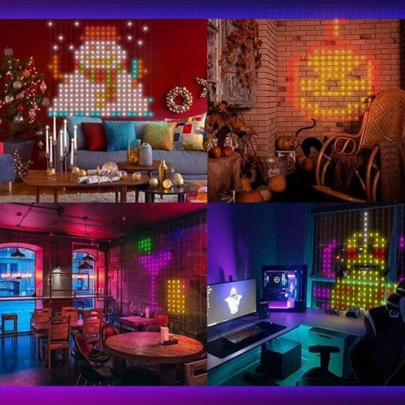 MIMIRGB Smart Curtain Lights 400LEDs Music Dynamic DIY Text Graffiti Displays String Lights Halloween Christmas Lighting Decor